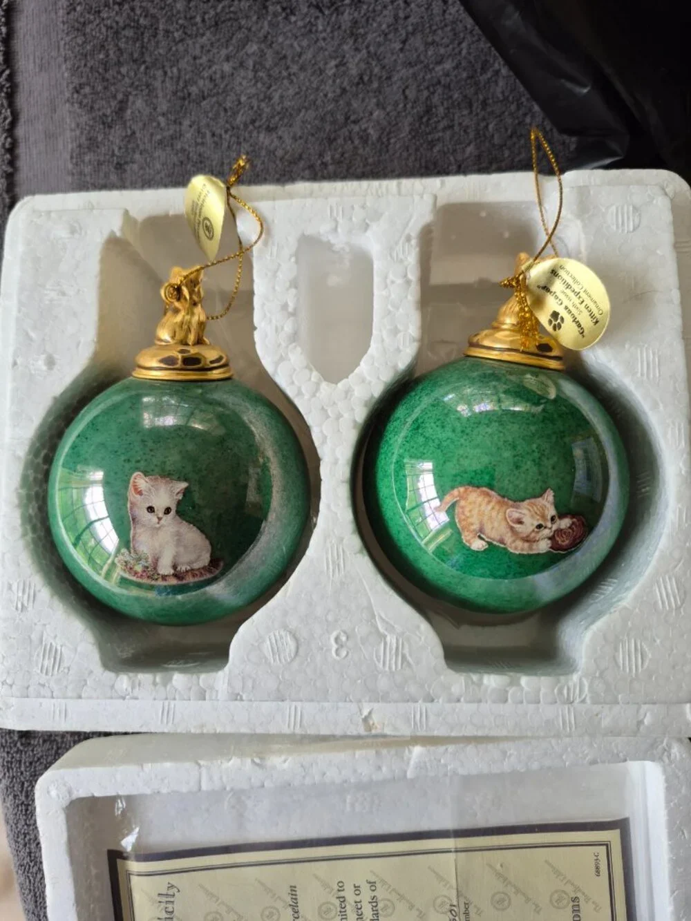 Bradford Editions Kitten Expeditions Heirloom Porcelain Christmas Ornaments
